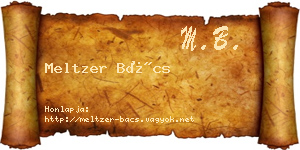 Meltzer Bács névjegykártya
